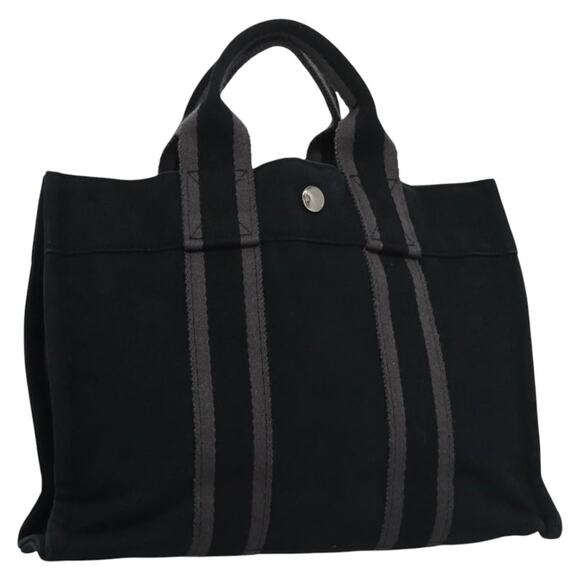 HERMES Fourre Tout PM Hand Bag Canvas Black